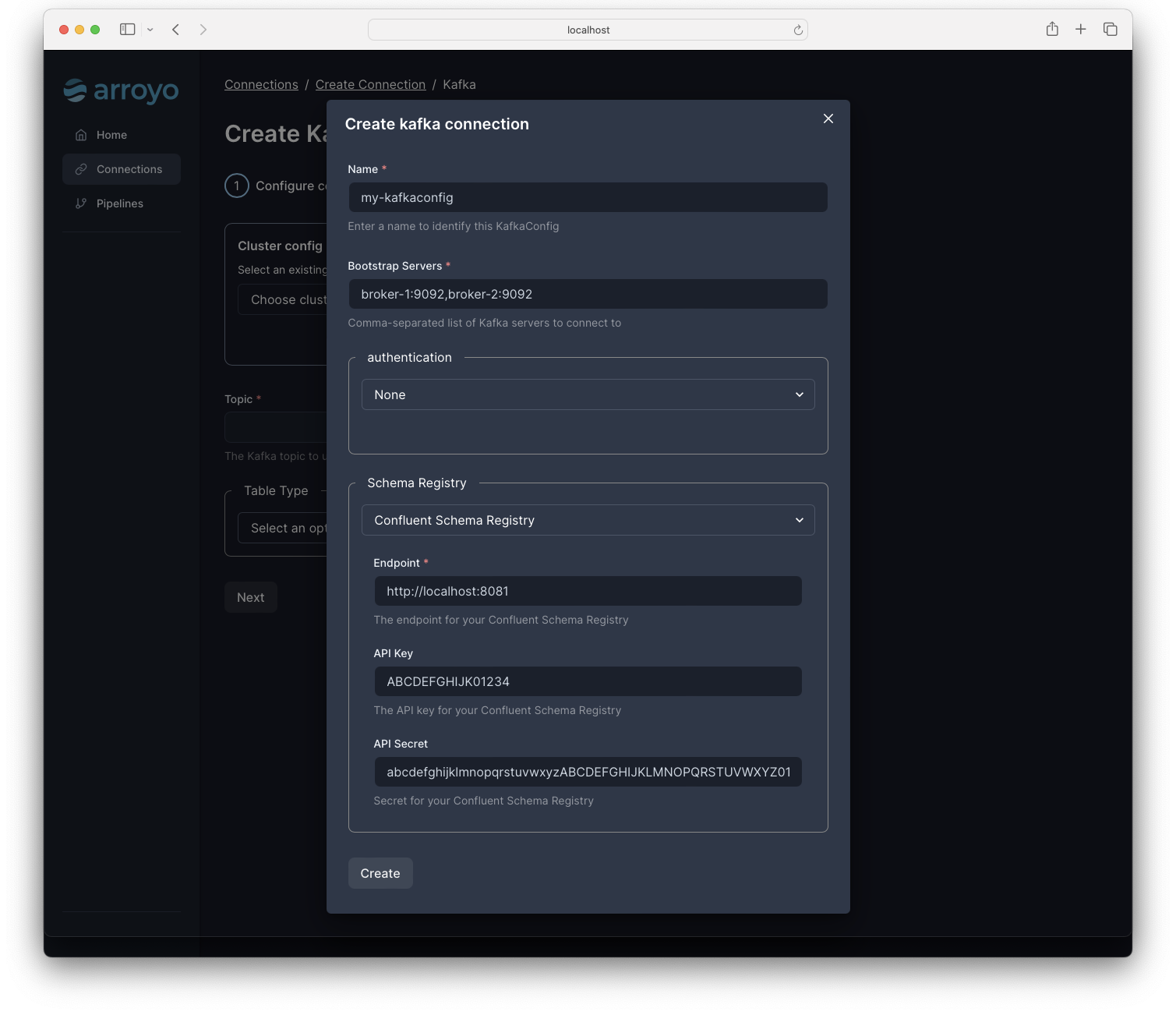 Kafka creation flow